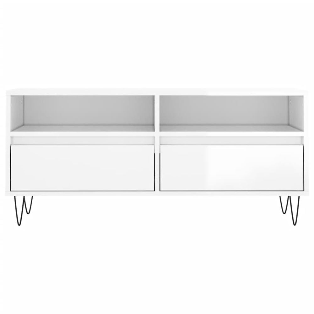 Tv-meubel 100x34,5x44,5 cm bewerkt hout hoogglans wit MeubelReus