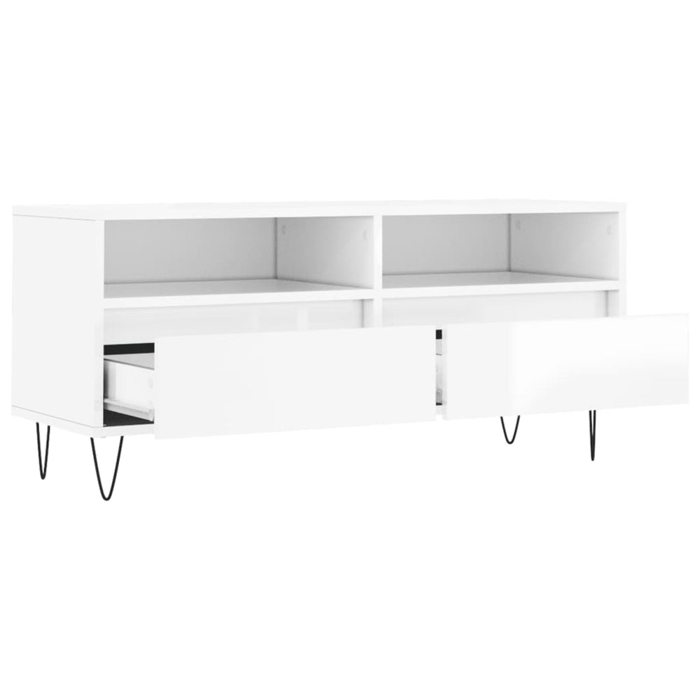 Tv-meubel 100x34,5x44,5 cm bewerkt hout hoogglans wit MeubelReus