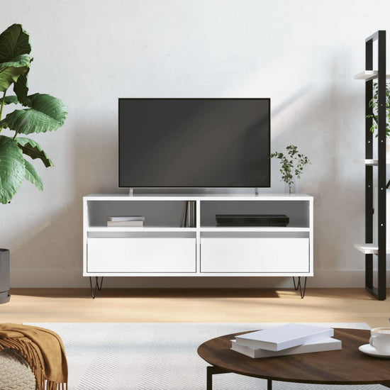 Tv-meubel 100x34,5x44,5 cm bewerkt hout hoogglans wit MeubelReus