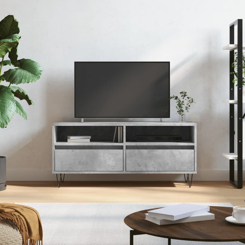 Tv-meubel 100x34,5x44,5 cm bewerkt hout betongrijs MeubelReus