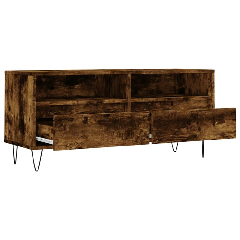 Tv-meubel 100x34,5x44,5 cm bewerkt hout gerookt eikenkleurig MeubelReus