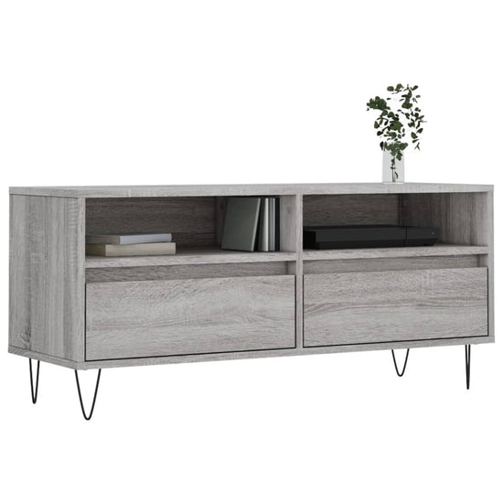Tv-meubel 100x34,5x44,5 cm bewerkt hout grijs sonoma eikenkleur MeubelReus