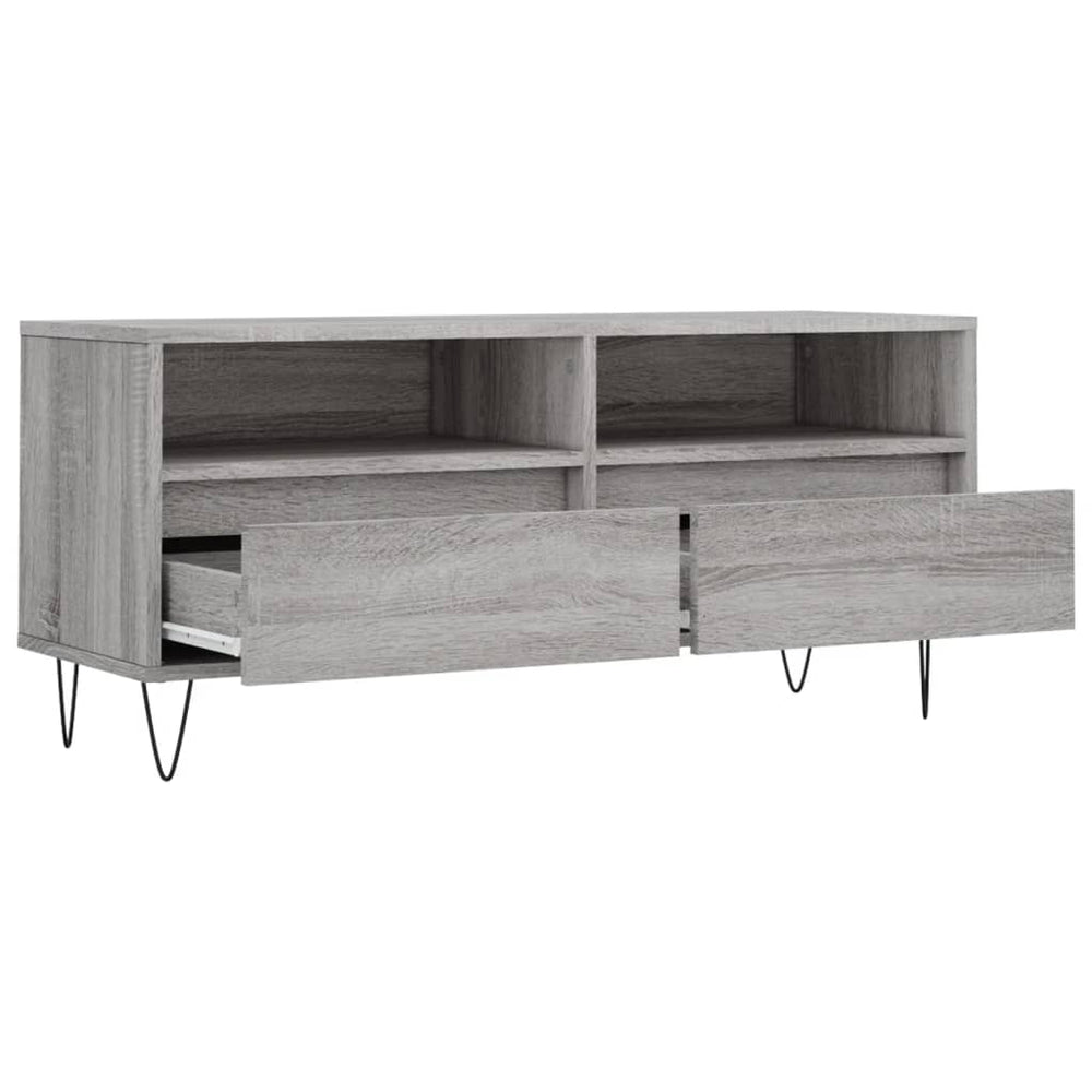 Tv-meubel 100x34,5x44,5 cm bewerkt hout grijs sonoma eikenkleur MeubelReus