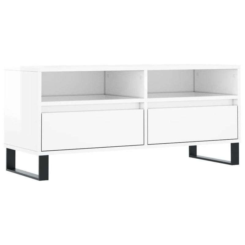 Tv-meubel 100x34,5x44,5 cm bewerkt hout hoogglans wit MeubelReus