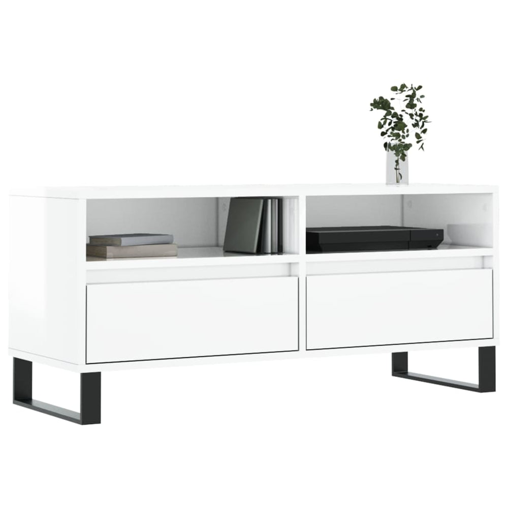 Tv-meubel 100x34,5x44,5 cm bewerkt hout hoogglans wit MeubelReus