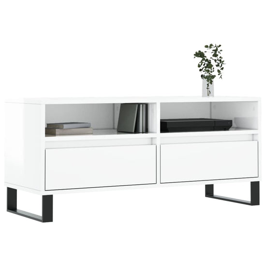 Tv-meubel 100x34,5x44,5 cm bewerkt hout hoogglans wit MeubelReus