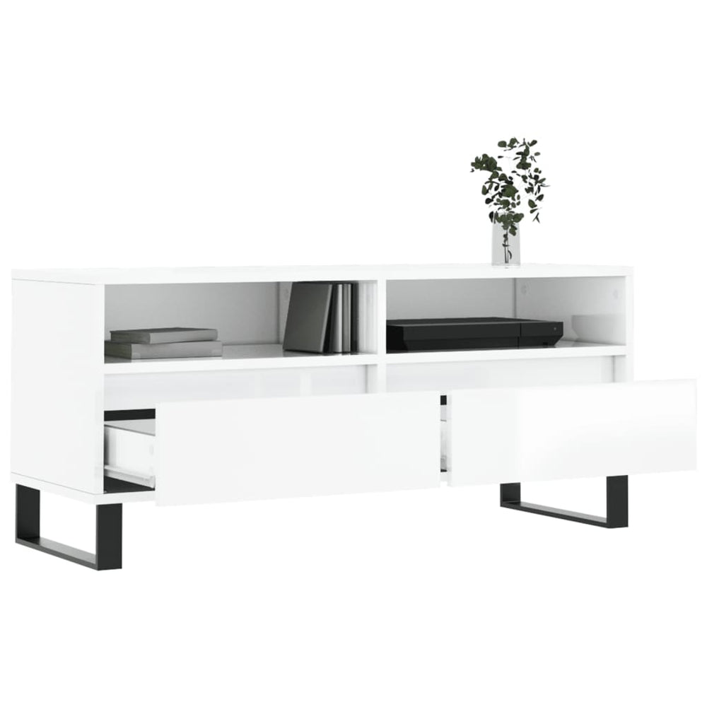 Tv-meubel 100x34,5x44,5 cm bewerkt hout hoogglans wit MeubelReus