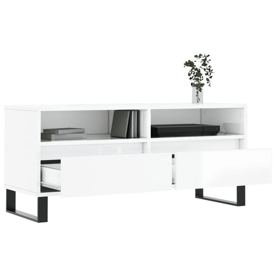 Tv-meubel 100x34,5x44,5 cm bewerkt hout hoogglans wit MeubelReus