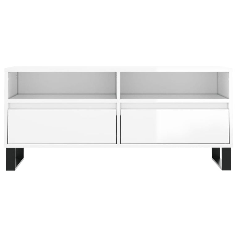 Tv-meubel 100x34,5x44,5 cm bewerkt hout hoogglans wit MeubelReus