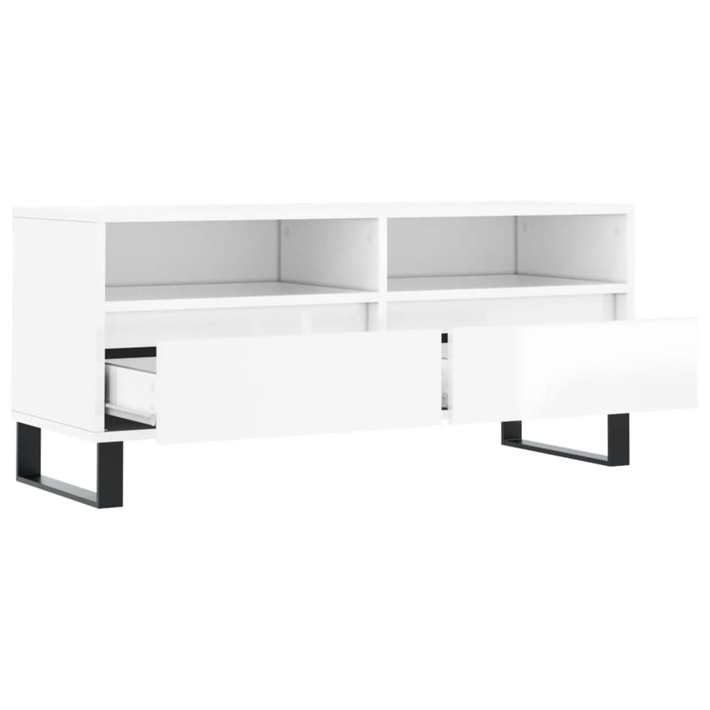 Tv-meubel 100x34,5x44,5 cm bewerkt hout hoogglans wit MeubelReus