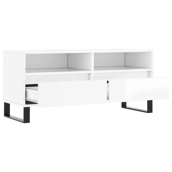 Tv-meubel 100x34,5x44,5 cm bewerkt hout hoogglans wit MeubelReus