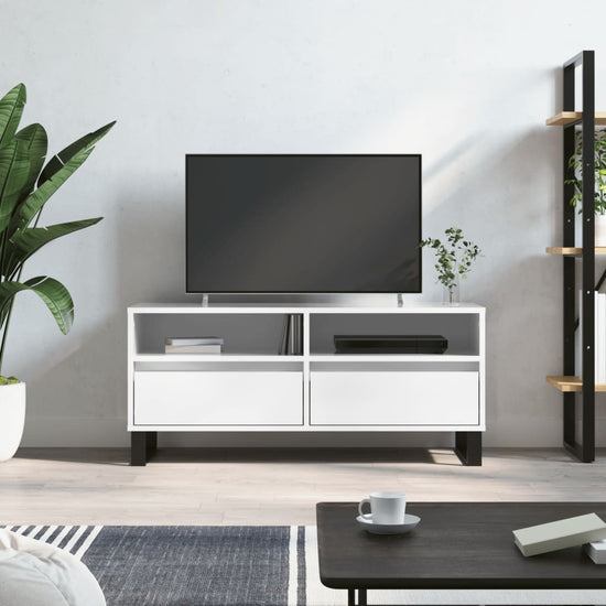 Tv-meubel 100x34,5x44,5 cm bewerkt hout hoogglans wit MeubelReus