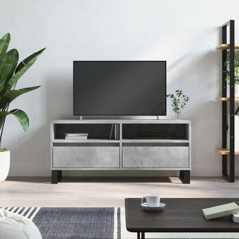 Tv-meubel 100x34,5x44,5 cm bewerkt hout betongrijs MeubelReus