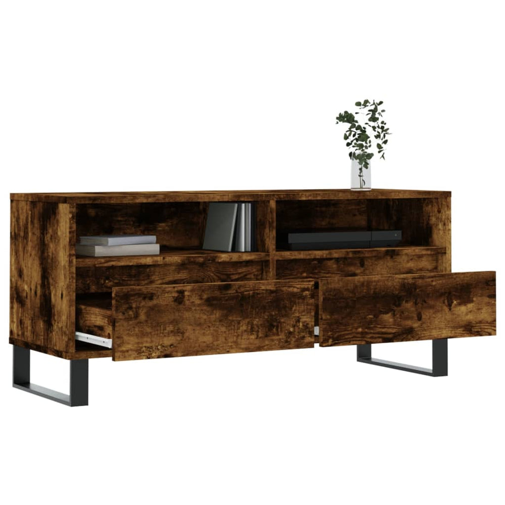 Tv-meubel 100x34,5x44,5 cm bewerkt hout gerookt eikenkleurig MeubelReus