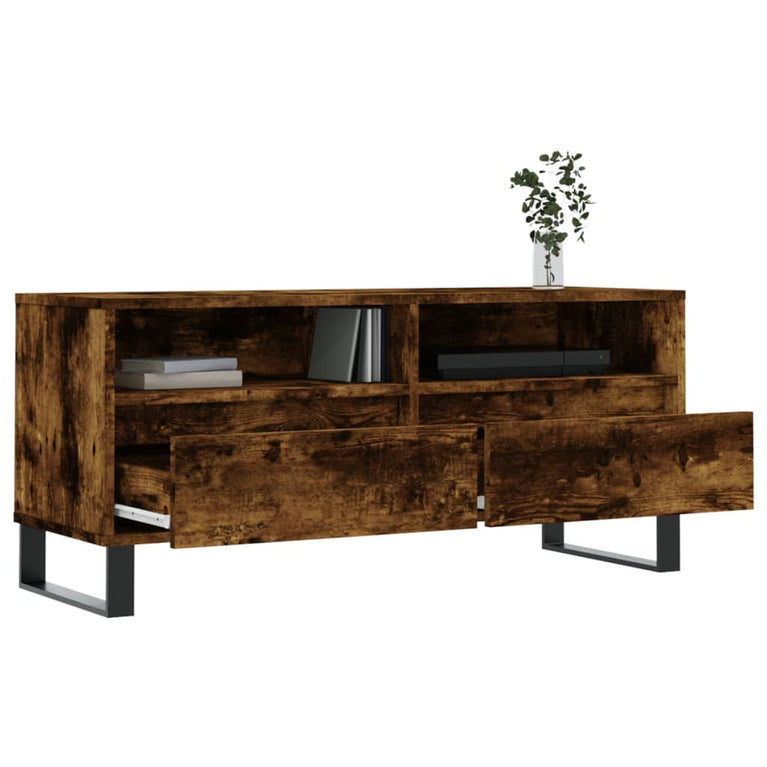 Tv-meubel 100x34,5x44,5 cm bewerkt hout gerookt eikenkleurig MeubelReus