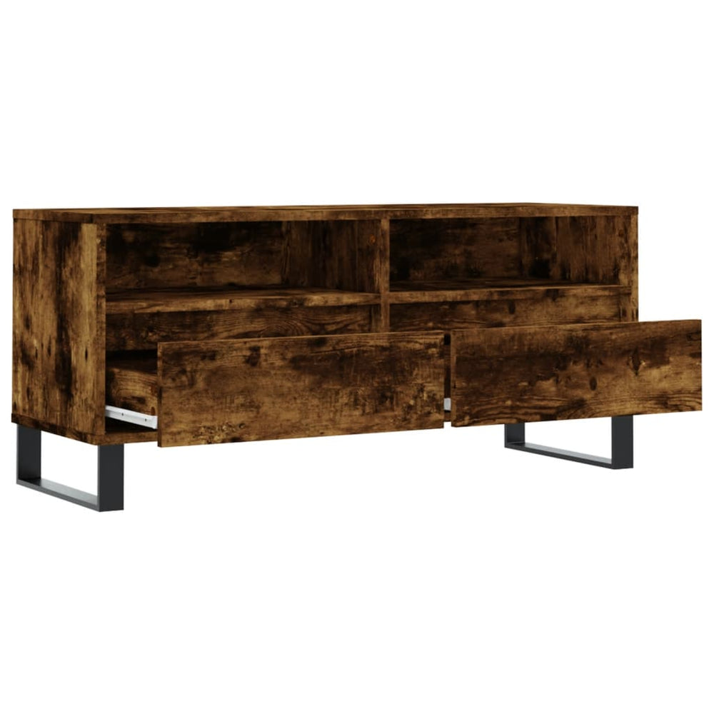 Tv-meubel 100x34,5x44,5 cm bewerkt hout gerookt eikenkleurig MeubelReus