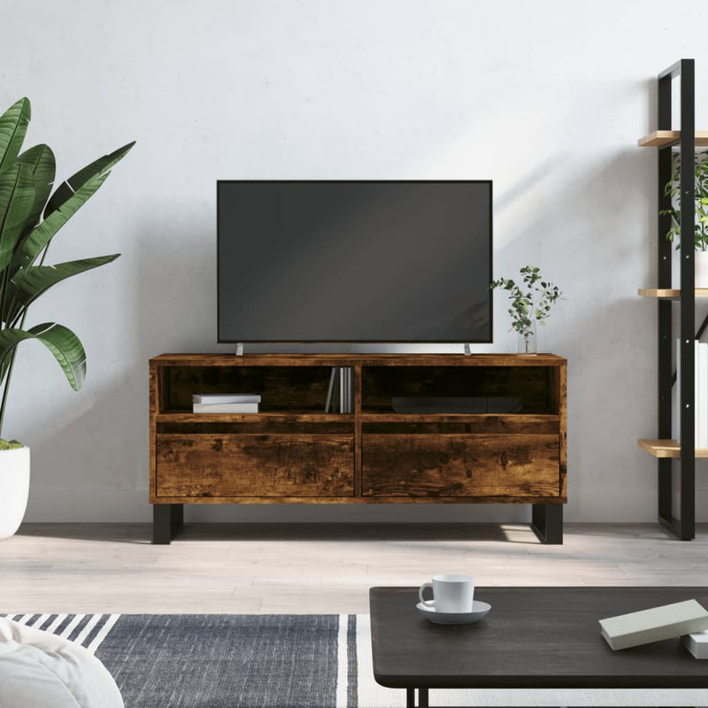 Tv-meubel 100x34,5x44,5 cm bewerkt hout gerookt eikenkleurig MeubelReus