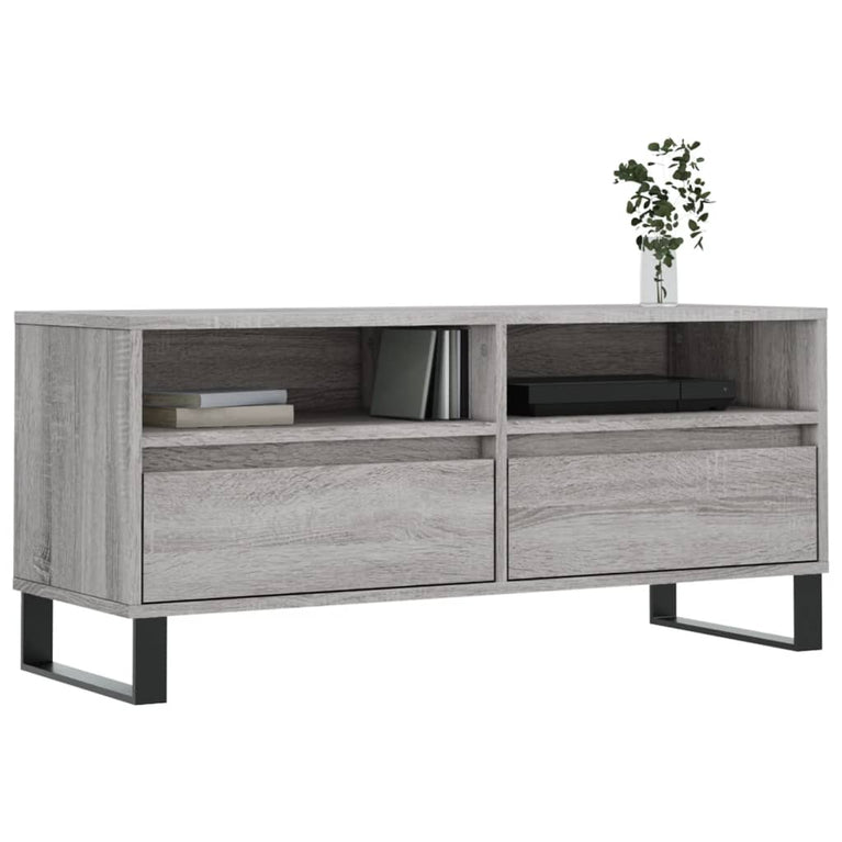 Tv-meubel 100x34,5x44,5 cm bewerkt hout grijs sonoma eikenkleur MeubelReus