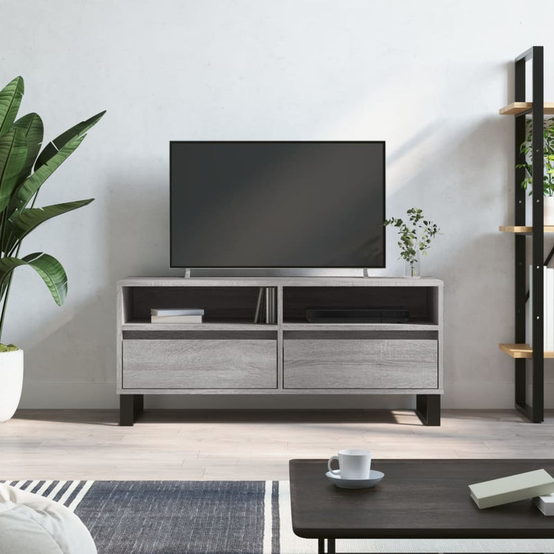 Tv-meubel 100x34,5x44,5 cm bewerkt hout grijs sonoma eikenkleur MeubelReus