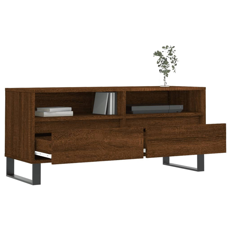 Tv-meubel 100x34,5x44,5 cm bewerkt hout bruin eikenkleur MeubelReus
