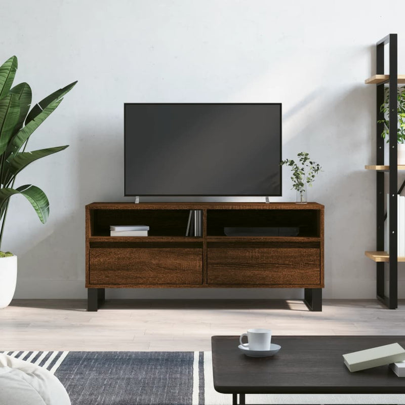 Tv-meubel 100x34,5x44,5 cm bewerkt hout bruin eikenkleur MeubelReus