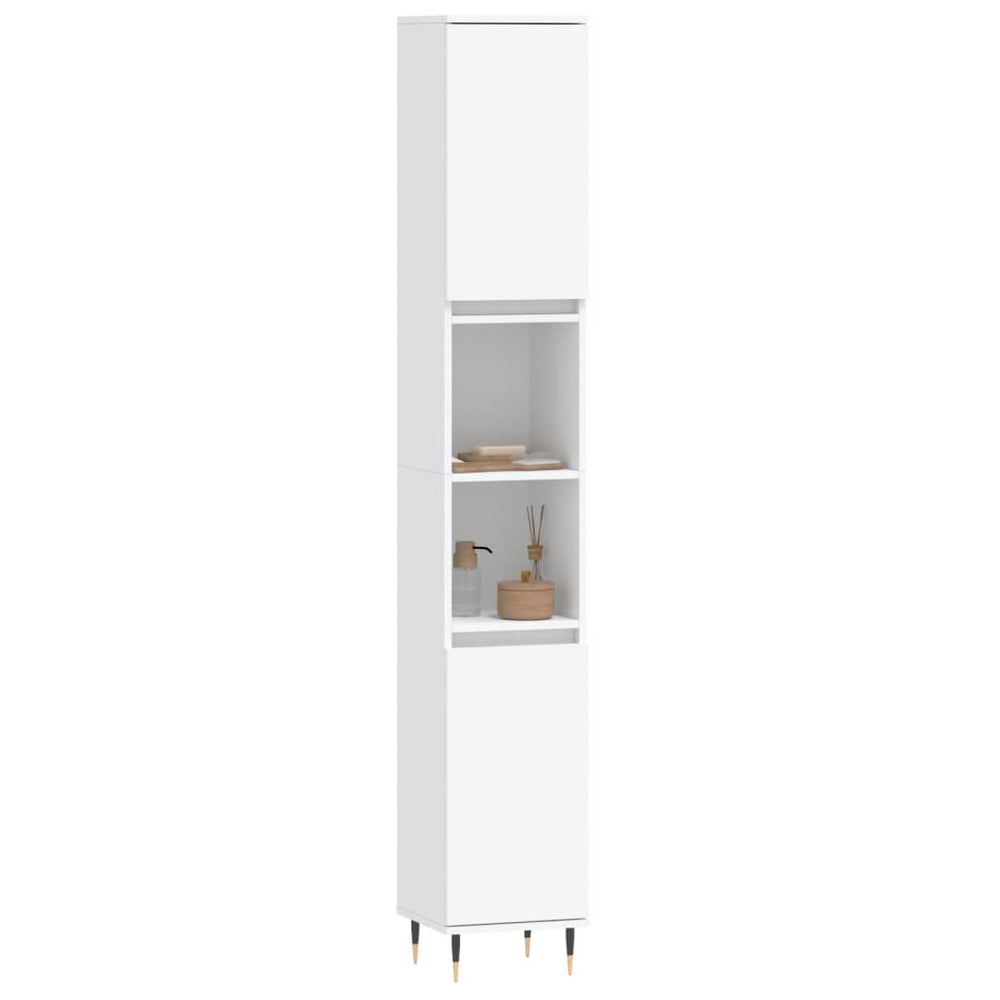 Badkamerkast 30x30x190 cm bewerkt hout wit MeubelReus