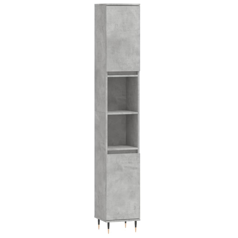 Badkamerkast 30x30x190 cm bewerkt hout betongrijs MeubelReus