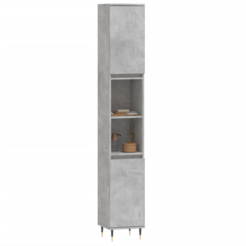 Badkamerkast 30x30x190 cm bewerkt hout betongrijs MeubelReus