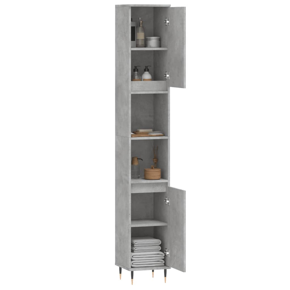 Badkamerkast 30x30x190 cm bewerkt hout betongrijs MeubelReus