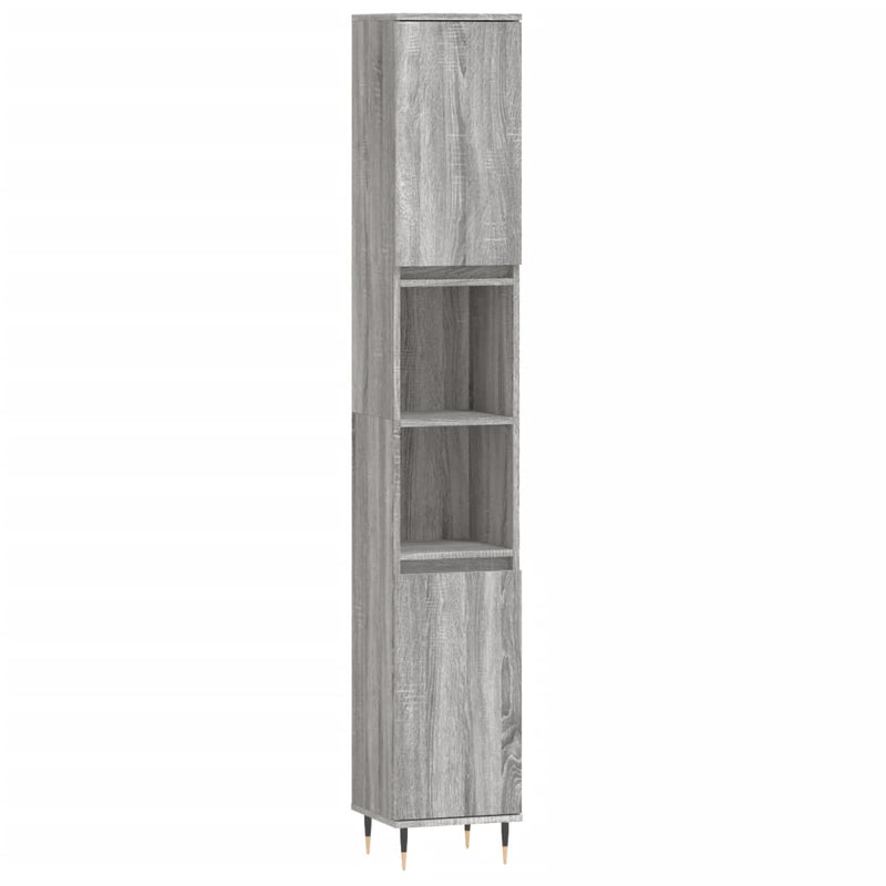 Badkamerkast 30x30x190 cm bewerkt hout grijs sonoma eikenkleur MeubelReus