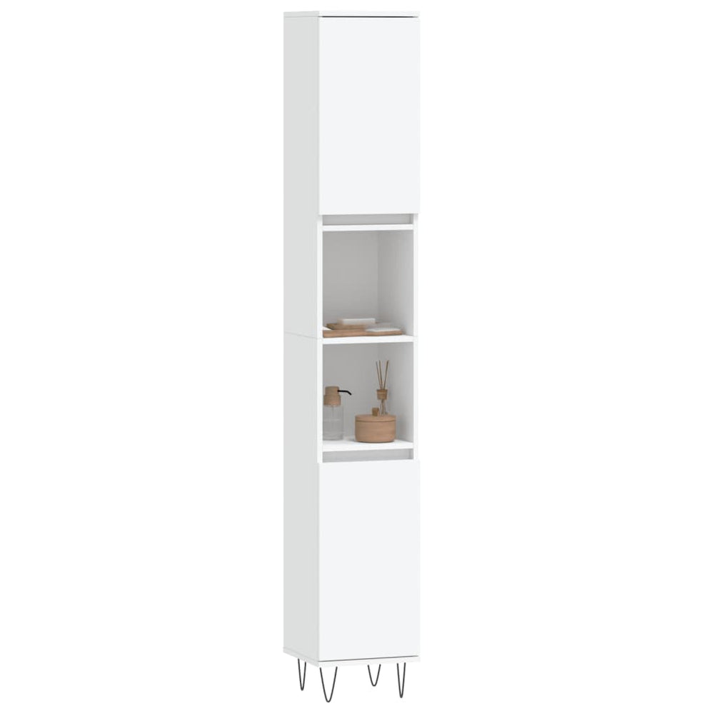 Badkamerkast 30x30x190 cm bewerkt hout wit MeubelReus