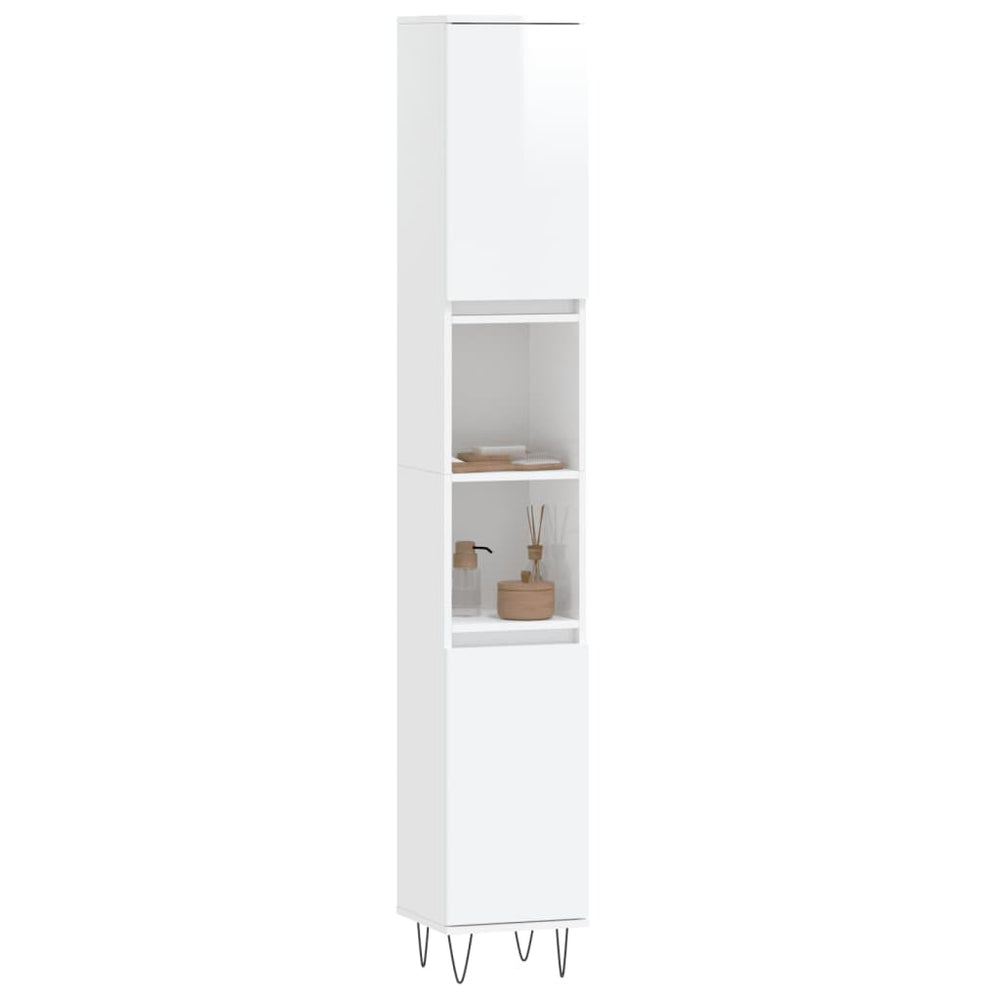 Badkamerkast 30x30x190 cm bewerkt hout hoogglans wit MeubelReus
