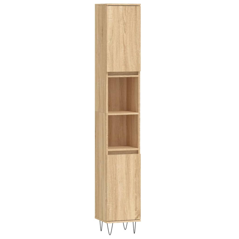Badkamerkast 30x30x190 cm bewerkt hout sonoma eikenkleurig MeubelReus
