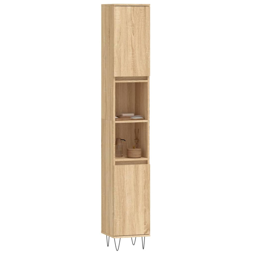 Badkamerkast 30x30x190 cm bewerkt hout sonoma eikenkleurig MeubelReus