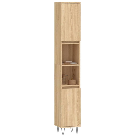 Badkamerkast 30x30x190 cm bewerkt hout sonoma eikenkleurig MeubelReus