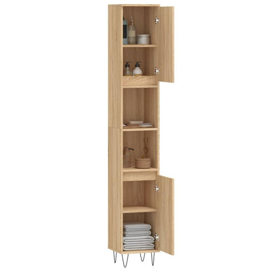Badkamerkast 30x30x190 cm bewerkt hout sonoma eikenkleurig MeubelReus