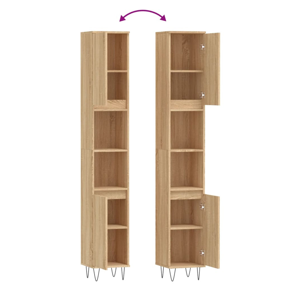 Badkamerkast 30x30x190 cm bewerkt hout sonoma eikenkleurig MeubelReus