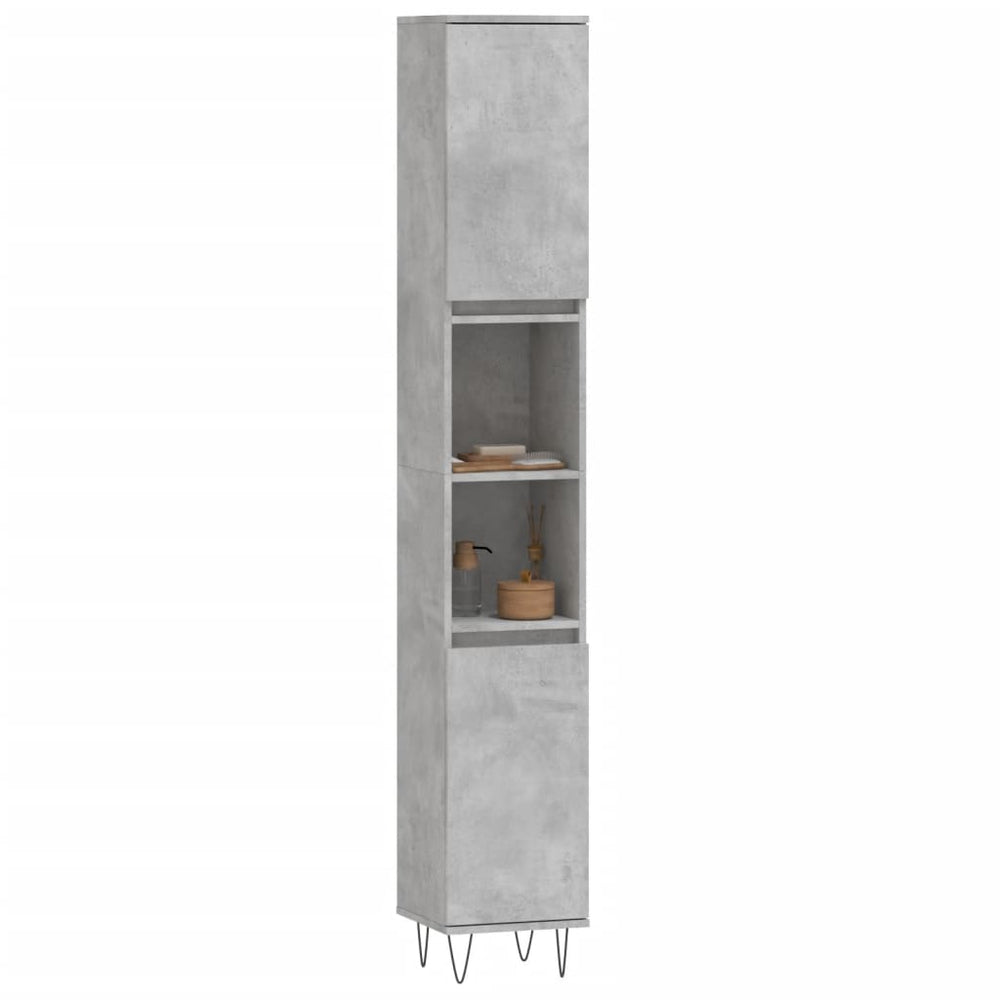 Badkamerkast 30x30x190 cm bewerkt hout betongrijs MeubelReus