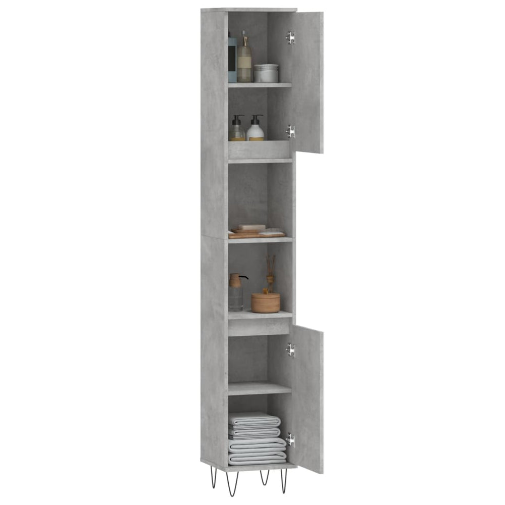 Badkamerkast 30x30x190 cm bewerkt hout betongrijs MeubelReus
