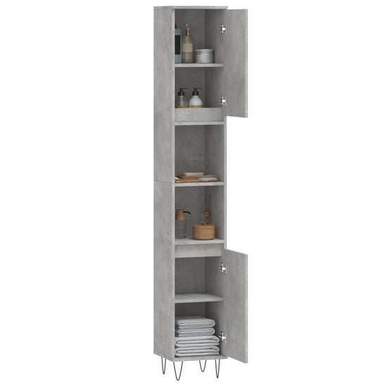 Badkamerkast 30x30x190 cm bewerkt hout betongrijs MeubelReus