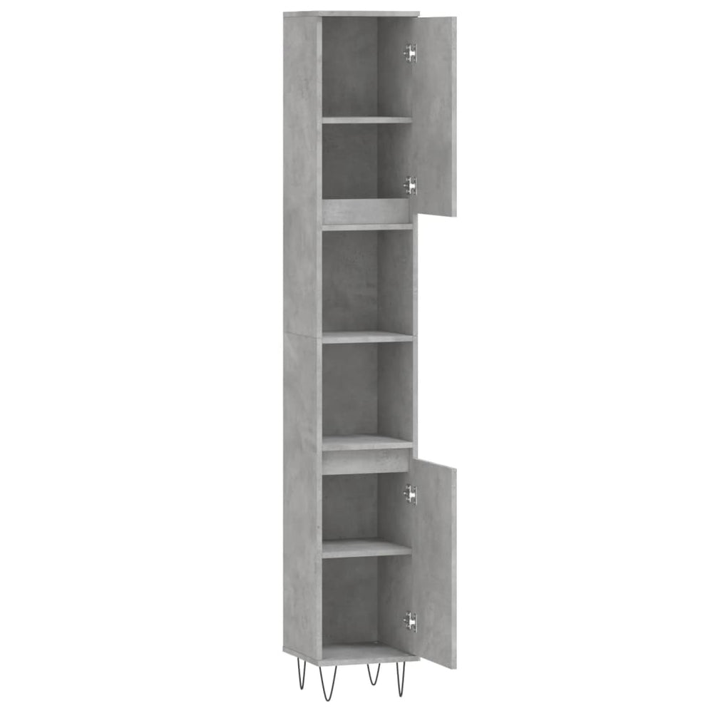 Badkamerkast 30x30x190 cm bewerkt hout betongrijs MeubelReus