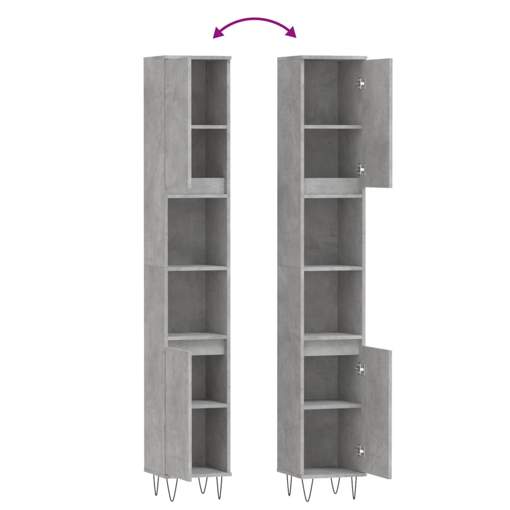 Badkamerkast 30x30x190 cm bewerkt hout betongrijs MeubelReus