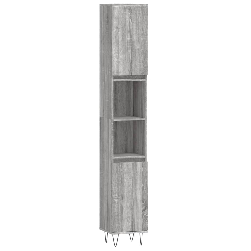 Badkamerkast 30x30x190 cm bewerkt hout grijs sonoma eikenkleur MeubelReus