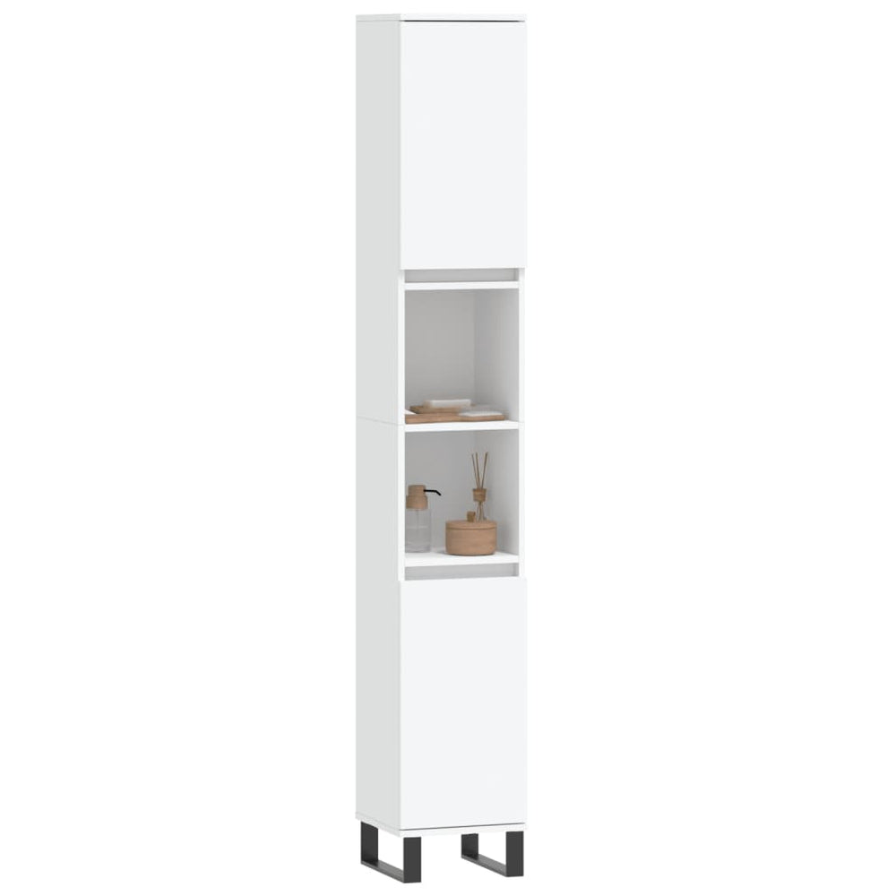 Badkamerkast 30x30x190 cm bewerkt hout wit MeubelReus