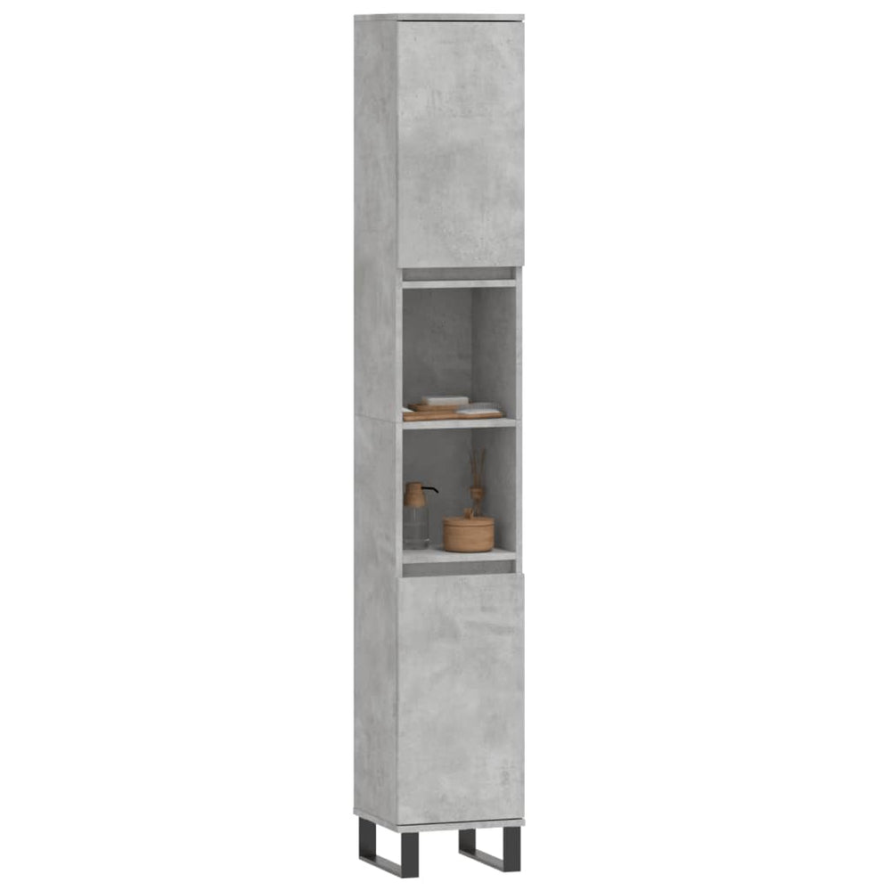 Badkamerkast 30x30x190 cm bewerkt hout betongrijs MeubelReus