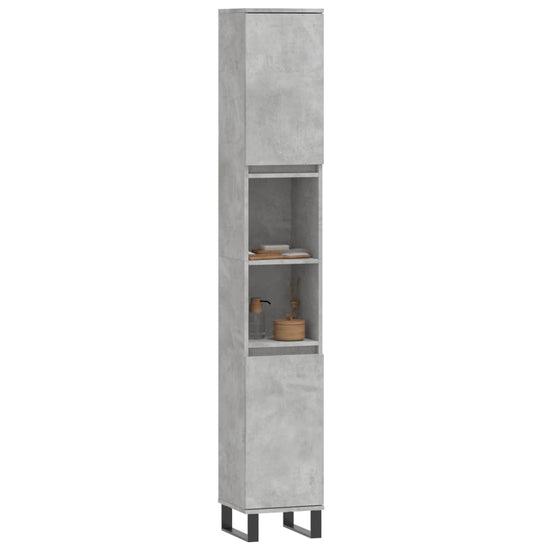 Badkamerkast 30x30x190 cm bewerkt hout betongrijs MeubelReus