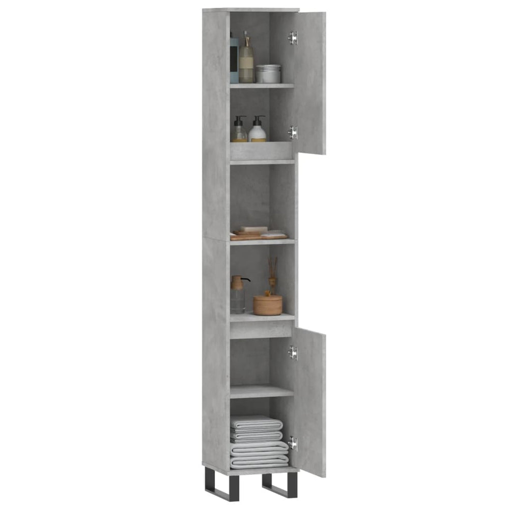 Badkamerkast 30x30x190 cm bewerkt hout betongrijs MeubelReus