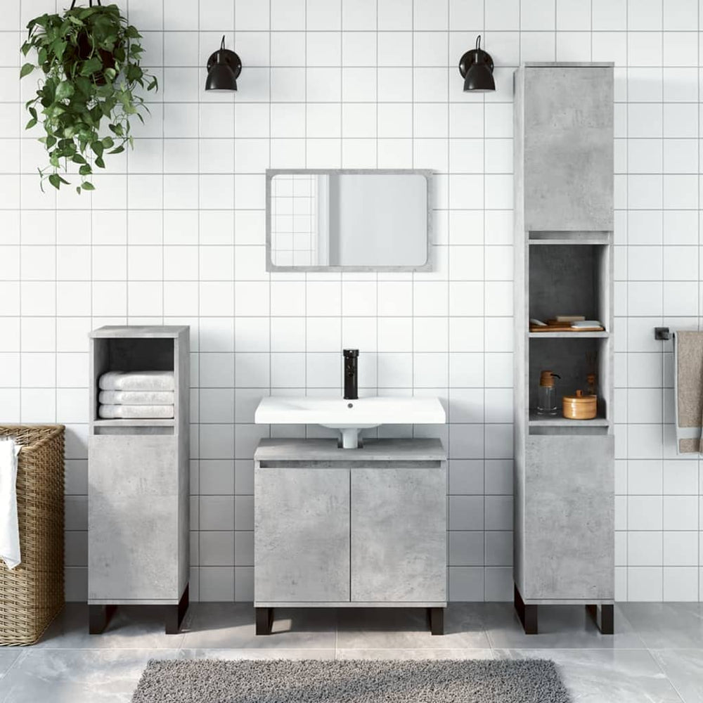 Badkamerkast 30x30x190 cm bewerkt hout betongrijs MeubelReus