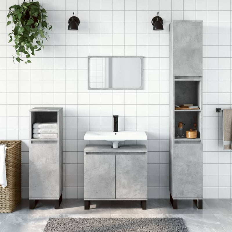 Badkamerkast 30x30x190 cm bewerkt hout betongrijs MeubelReus