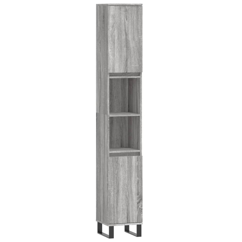 Badkamerkast 30x30x190 cm bewerkt hout grijs sonoma eikenkleur MeubelReus
